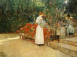 Childe Hassam Famous Paintings - After Breakfast